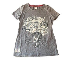 Red Torpedo Vintage Graphic TeeNovelty, Cycling Bicycle Size 14 Gray